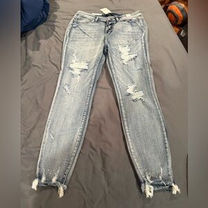 NWT Judy Blue Light Wash Skinny Fit High Waist Destroyed Button Fly Size 15/32